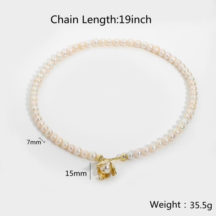 Brel Perles Collier Blanc Perle D'eau Douce Collier Gold