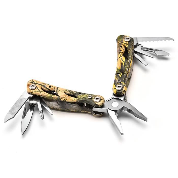 Pince Multifonction Acier Inoxydable Multi Usage Couteau Suisse Militaire avec Poignée Ergonomique 9 en 1