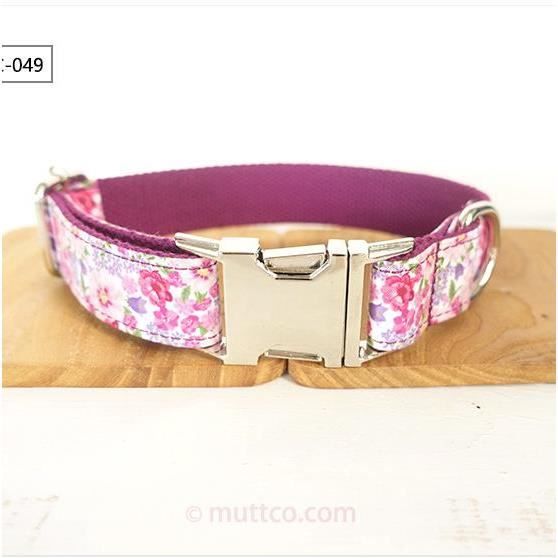 MUTTCO collier pour chien violet floral - Qualité supérieure, fait à la main, style unique, - Modèle: dog colllar M - FYCWQSB11571