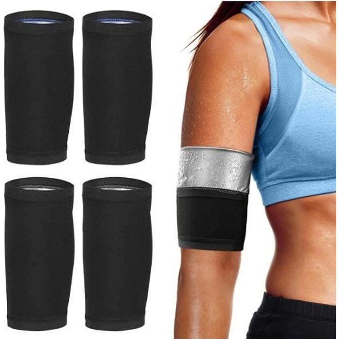 4pcs Brassards de Sudation Bandes de Bras Amincissantes pour Hommes Femmes Augmentation de Sueur Gaine Bras Manchon de Bras