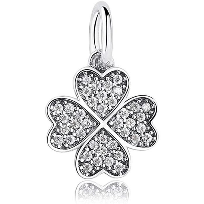 DIAN Jewellery - Trèfle Chanceux Pendentif Breloque - 925 Argent Sterling Pendant Breloque Pour Pandora Bracelet Collier, Bonne...