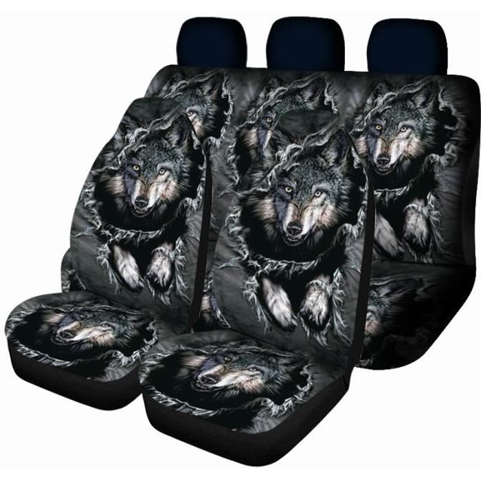 7pcs Housses de siège Voiture Avant Arrière Couvre siège