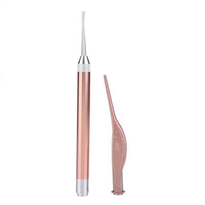 Pince à épiler lumineuse durable en acier inoxydable pour ensemble de nettoyage d'oreille pour enfant enfant (or rose) -NIM