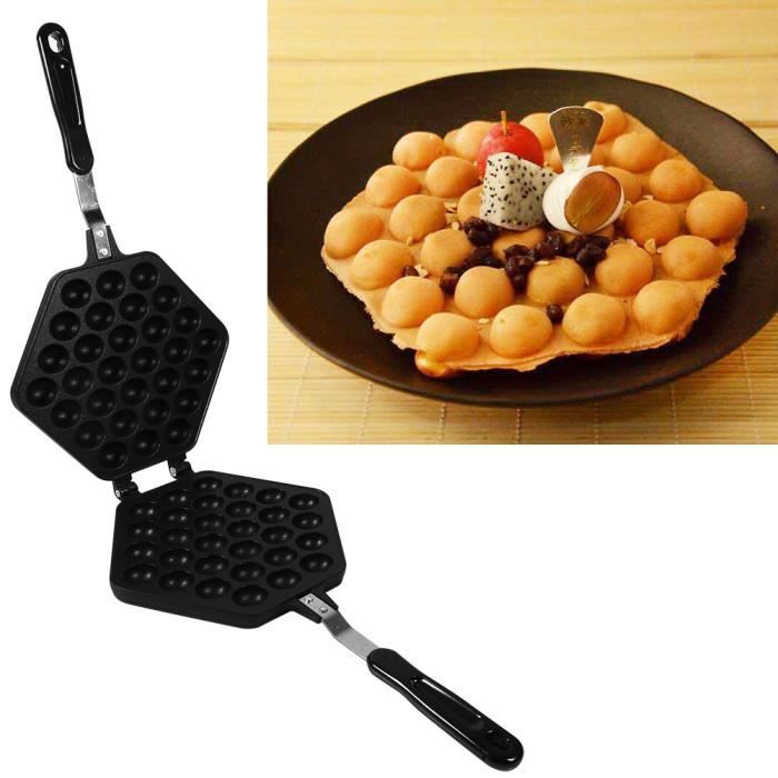 Machine à Gaufres Double Antiadhésif Egg Bubble Waffle Pain Egg Cake Poêle Grill Gaufrier, DIY Moule de Gateau, Utilisant pour la