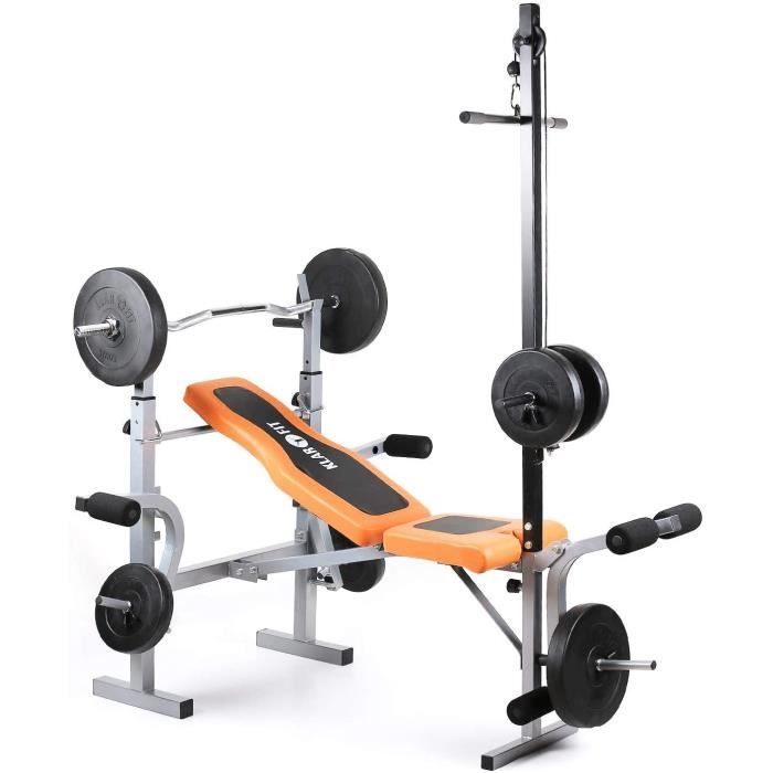 Klarfit Ultimate Gym 3500 Banc de musculation complet (curler pour bras et jambes, barre latissimus et support pour haltère, sup10