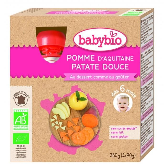 Gourde x4 pomme, patate, douce 4x90gr - Babybio