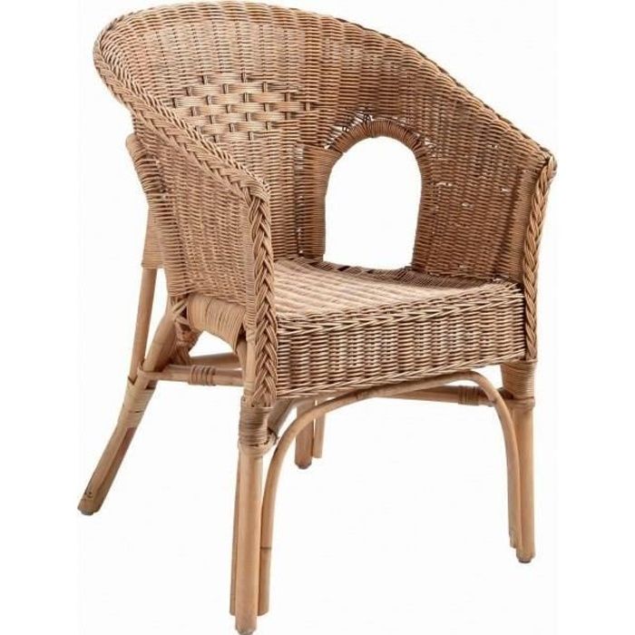 Fauteuil en rotin patiné marron 57x57x80cm