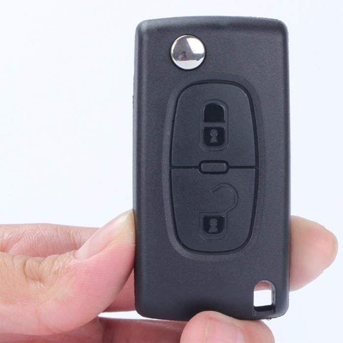 DAMILY® Coque de clé de voiture Pliant 2 boutons Convient pour Citroen Plastique - Noir