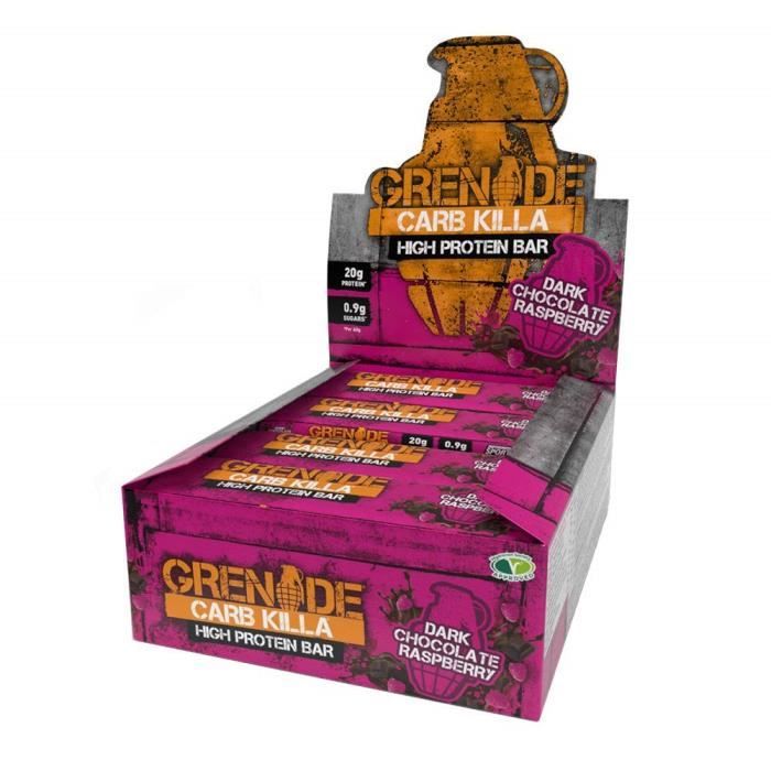 Grenade Carb Killa High Protein And Low Carb Barre Nutritive, 12 x 60 g - Raspberry & Dark Chocolate - 2000-10-90-00