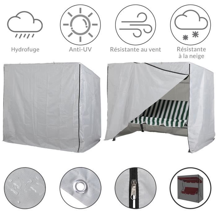 Bâche de protection pour balancelle anthracite 185x117x170cm 420D Oxford housse