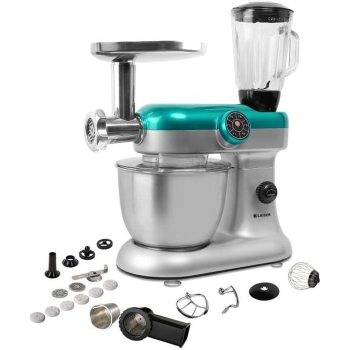 KLAISER Robot Pétrin Multifonctions Kitchen MIX KM284MEX Professional avec Machine à pâtes et Kit Tranchoir / Râpe