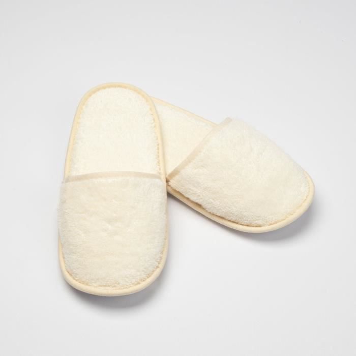 LINANDELLE - Chausson de bain en coton éponge imperméable mixte SPA - Ivoire - Adulte Homme