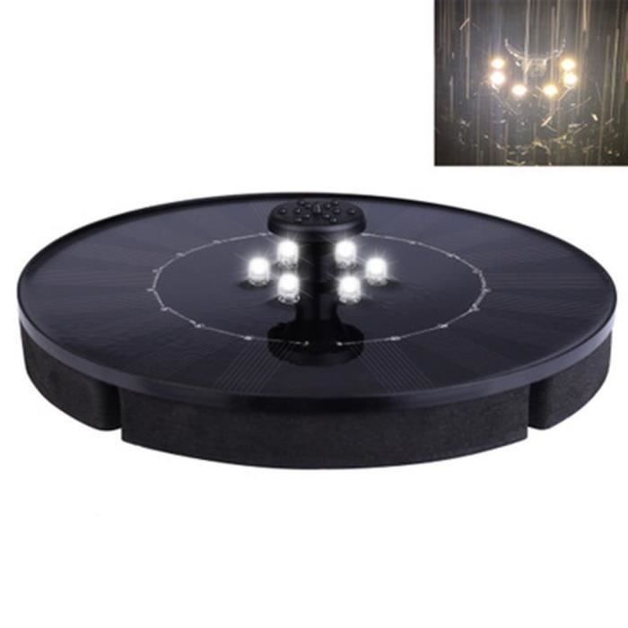 Pompe Fontaine avec- Panneau Solaire LED Imperméable 2,4W Mini Pulvérisateur À Eau Flottante pour Jardin - blanc chaud