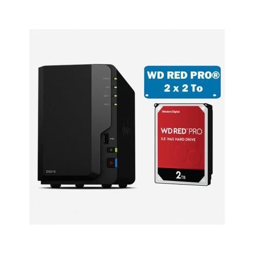 Synology DS218 Serveur NAS WD RED PRO 4To (2x2To)