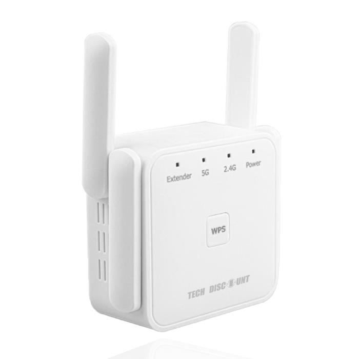 TD® Répéteur d'amplificateur de signal WiFi émetteur AP extension wifi sans fil 1200Mbps répéteur double fréquence AC5G / 2.4Gwifi