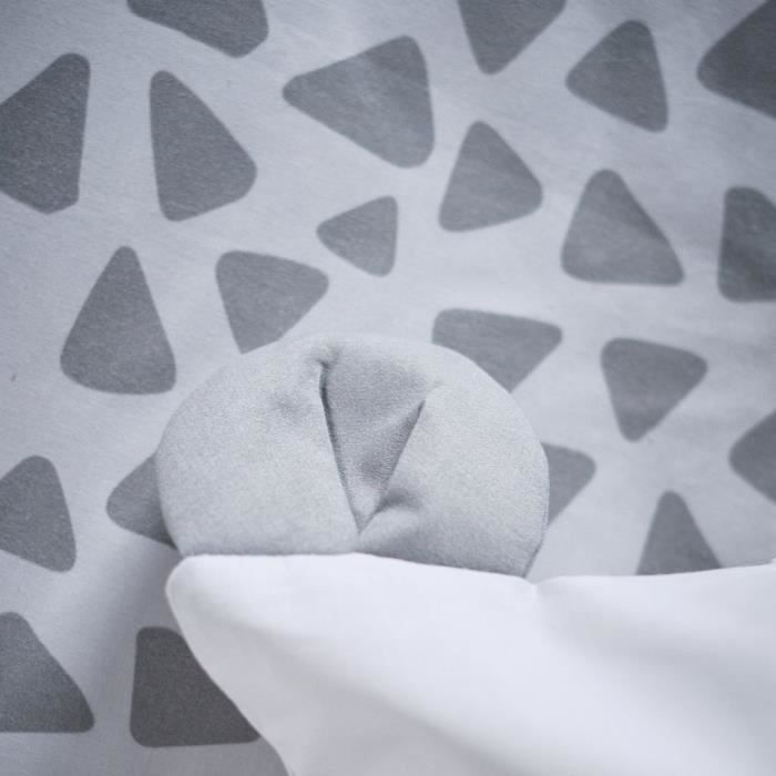 Parure de lit Funny - 1 personne - 140 x 200 cm - 100% coton - Gris Motif Enfant - TODAY