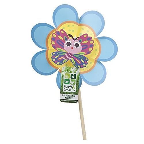 TRIXES fenêtre Double Papillon Animal Spinning décoration 19,5 cm Bleu et Jaune pour Jardin pépinière thé fête d’Enfants