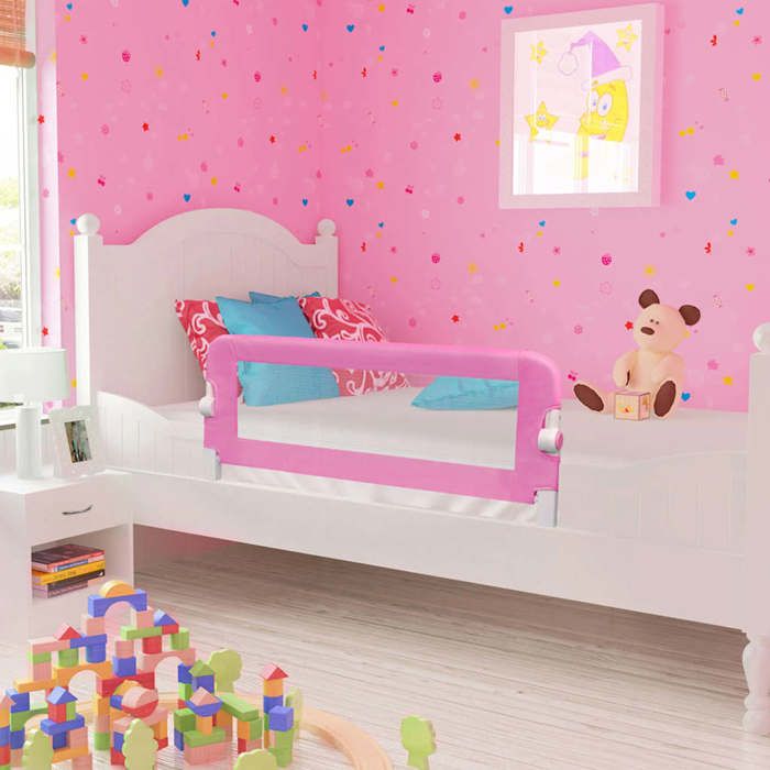 vidaXL Barrière de sécurité de lit d'enfant Rose 120x42 cm Polyester