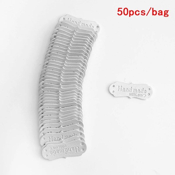 Étiquettes en cuir PU faites à la main avec amour, artisanat de couture attro, étiquettes en tricot bricolage, design unique, artisanat fait à la main, haute qualité, 50 pièces  15