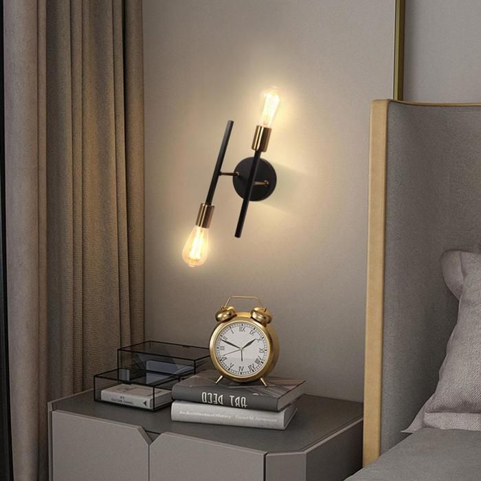 WOTTES Plafonnier Lustre industriel - 2 luminaires Plafonnier Lampe de Plafond Convient pour Salon Couloir - 3PCS Doré et noir