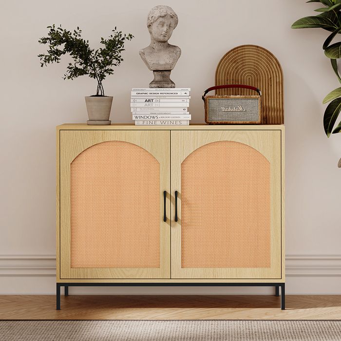 Armoire De Rangement En Bambou - Style Campagne Avec Portes Magnétiques - 100x35x80 Cm - Parfaite Pour Salon, Chambre