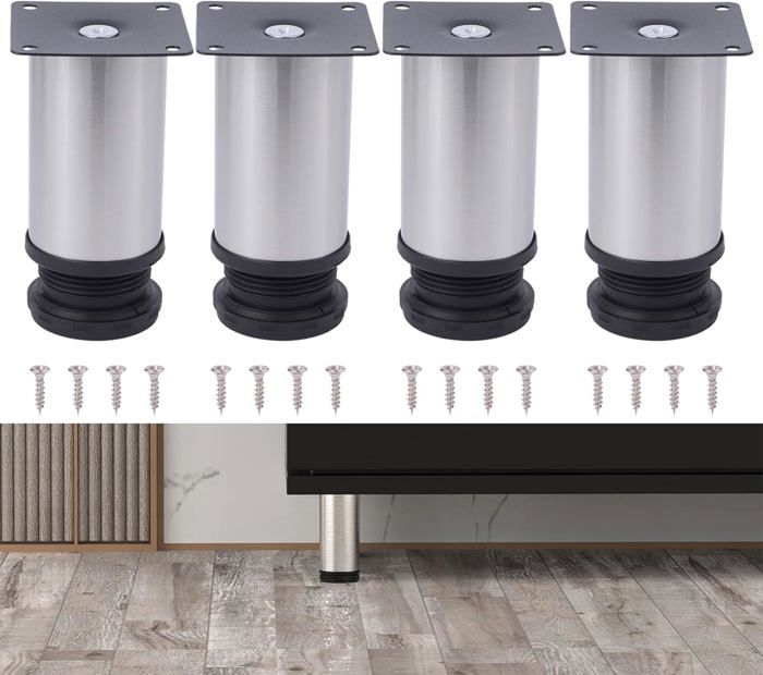 Pieds De Meuble Réglables LOFT - En Aluminium Noir, Hauteur 60-150mm, Design Moderne Universel