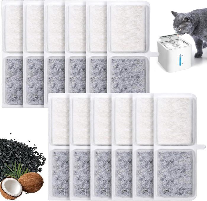 Comparer les prix de Lot De 12 Filtres Pour Fontaine À Chat, 11,5 X 4,5 Cm, Avec Résine Et Charbon Actif, Distributeur D'Eau Pour Chats Et Chiens