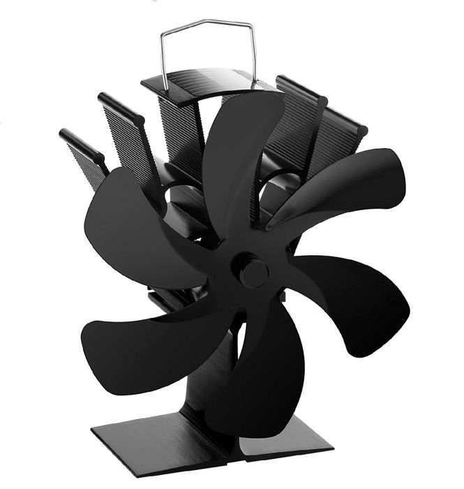 6 Pales Ventilateur Poele à Bois Alimenté par la ChaleurVentilateur de Cheminée87℃ Démarrage Opération Silencieuse - Zeminpeoel