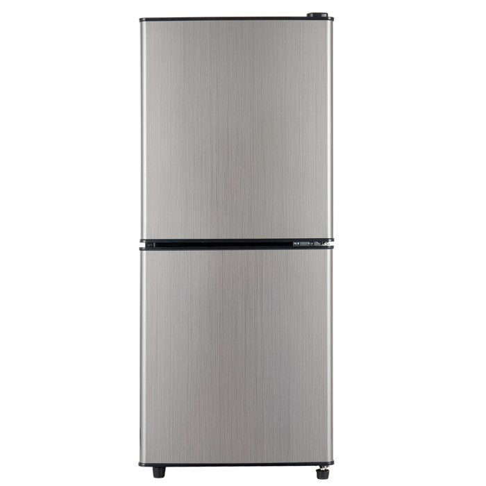 106L Mini Réfrigérateur Éco Énergie 60L Frigo + 46L Congélo 7 Temp LED Porte Argent/Corps Noir 166kWh/an 45dB