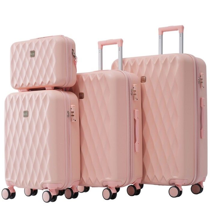 Set 4 Valises Royal Swiss - Coque Rigide, 4 Roues 360°, Rose Gold - Tailles XS/S/M/L - Serrure TSA - Pour Voyage Affaires Ou Vacances