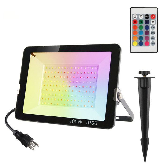 Projecteur Led Rgb Exterieur 100W, Projecteur Led Couleur Spot Led Extérieur De Jardin 16