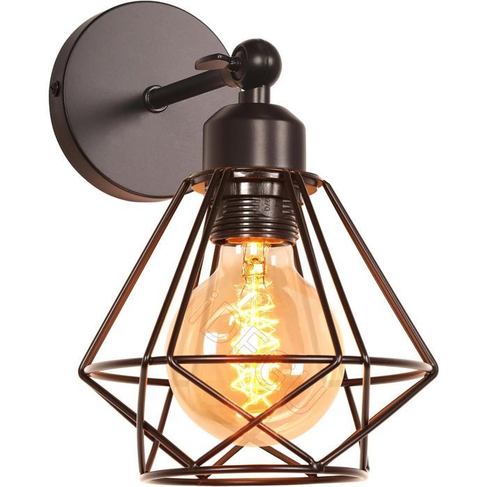 iDEGU Applique Murale Industriel Rétro Lampe Murale Abat-jour en Métal Designe Cage E27 Luminaire Murale Vintage pour Couloir Salon