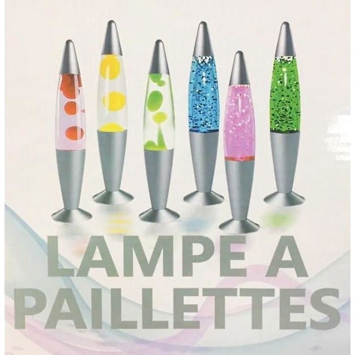1 LAMPE LAVE DISCO PAILLETTES BULLES 35 CM LUMINEUX DECO-keeper