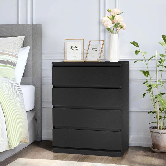 Commode 4 tiroirs - ALIGHTUP - Meuble de chambre 60 x 38 x 78cm Noir Commode 4 tiroirs - ALIGHTUP - Meuble de chambre 60 x 38 x 78cm Noir