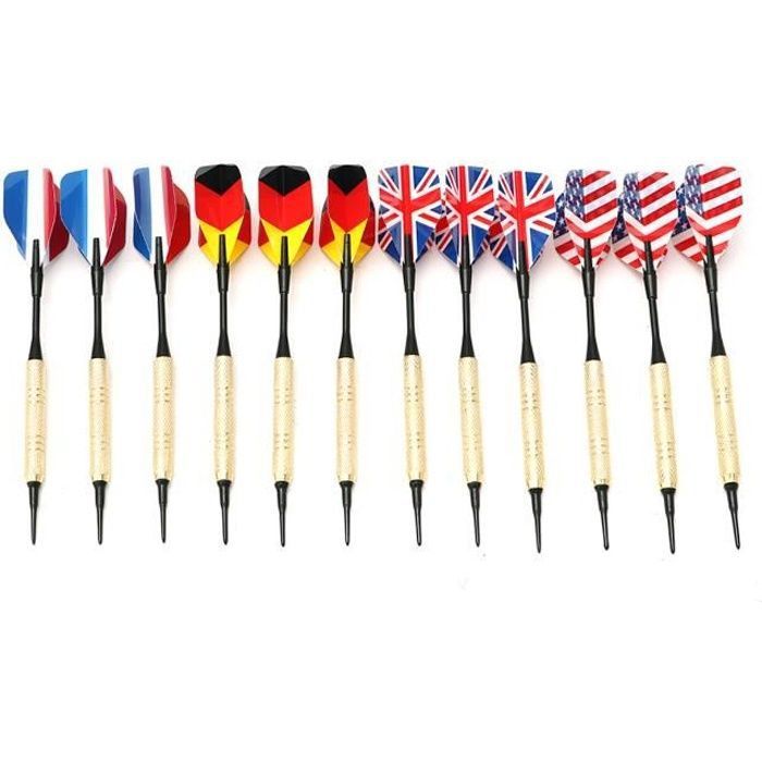 12 Fléchettes Plastique Souples + 100 Pointes - Kit Remplacement Pour Jeu De Fléchettes, Modèles Variés