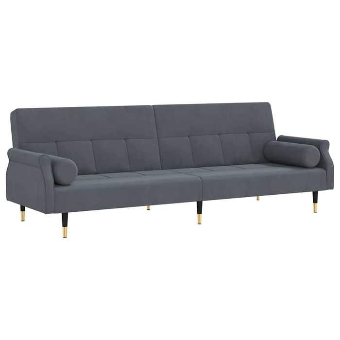 CHIC Canapé-Lit - Lit gigogne Convertible - avec coussins gris foncé velours - 216x89x70 cm 802738 S11