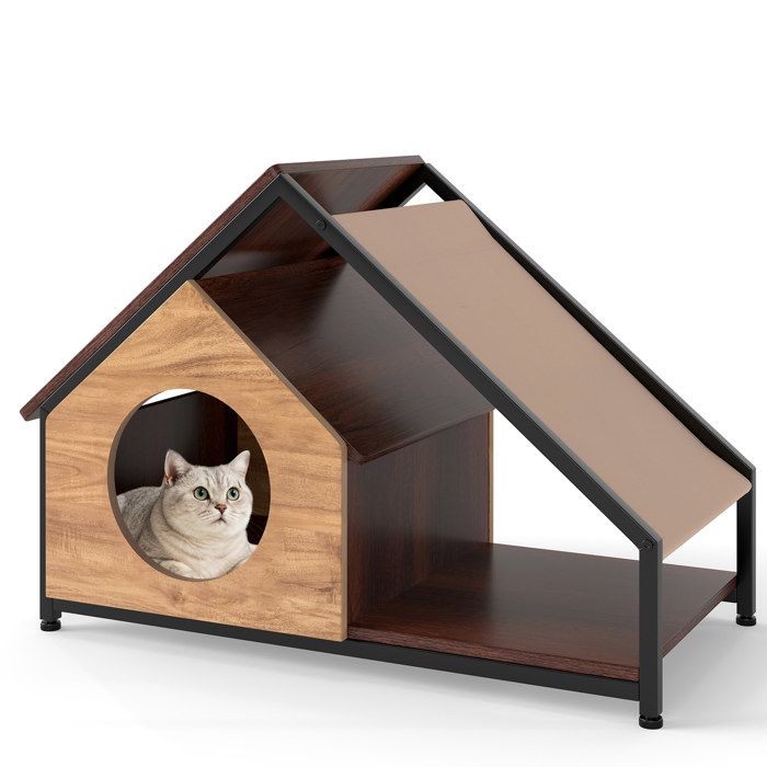 Meuble pour Chat dIntérieur COSTWAY Véranda Toit en Pente Amovible Cadre en Métal Refuge Décoratif pour Animaux de Compagnie Meuble pour Chat dIntérieur COSTWAY Véranda Toit en Pente Amovible Cadre en Métal Refuge Décoratif pour Animaux de Compagnie