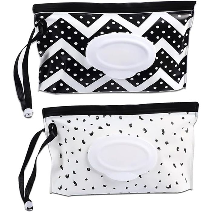 Lot de 2 pochettes pour lingettes humides - Portables et réutilisables - Boîte à mouchoirs - Convient pour les mouchoirs