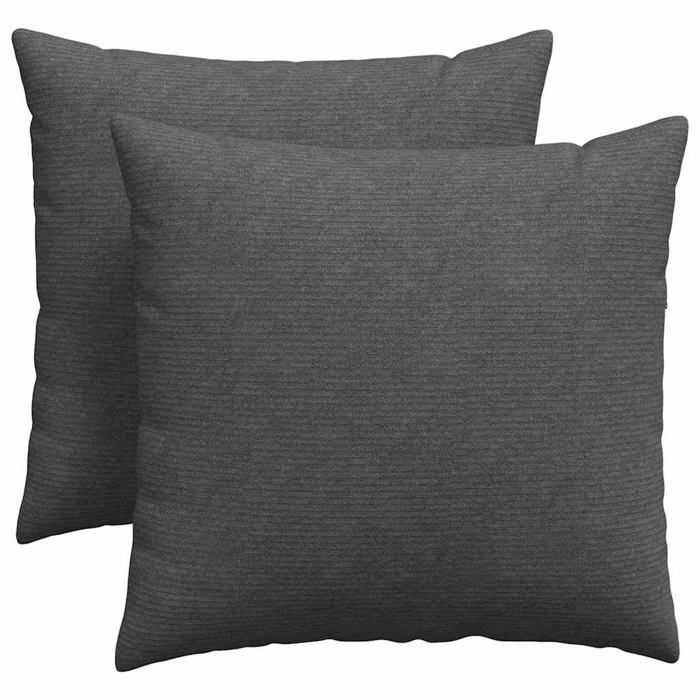 Coussins de canapé en velours côtelé - vidaXL - Gris foncé - 45x45x18 cm - Housses amovibles - Rembourrage polyester
