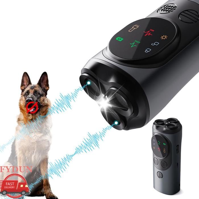 Comparer les prix de FYDUN Dispositif anti-aboiement pour chiens P10 Smart Ultra-sonic Dog Bark Control Devices 3-Heads animalerie baguette Noir
