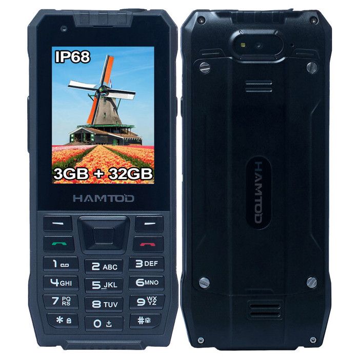 HAMTOD H6 Téléphone Portable Robuste 4G Sénior 3Go + 32Go 2.83 3000mAh 2.83 SOS Android 11 Whatsapp/Twitter FM Noir