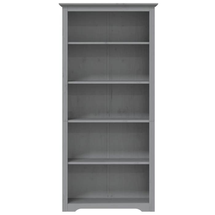 (SOLDE Printemps)Meuble de rangement - Gris Bibliothèque BODO gris 82 x 40 x 173cm bois pin massif 5 niveaux - CLARENCE - Pour salon