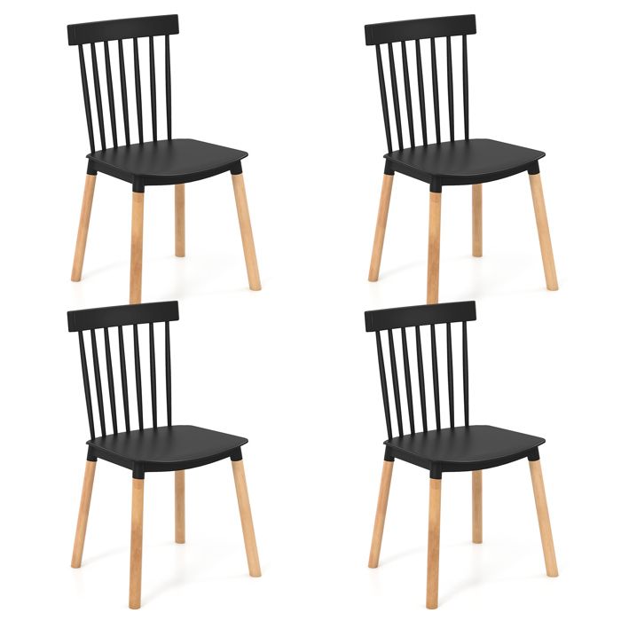GIANTEX Lot de 4 Chaises de Salle à Manger- Pieds en Hêtre- Dossier à Barreaux- Salon Cuisine- 48 x 51 5 x 83 cm- Noir GIANTEX Lot de 4 Chaises de Salle à Manger- Pieds en Hêtre- Dossier à Barreaux- Salon Cuisine- 48 x 51 5 x 83 cm- Noir