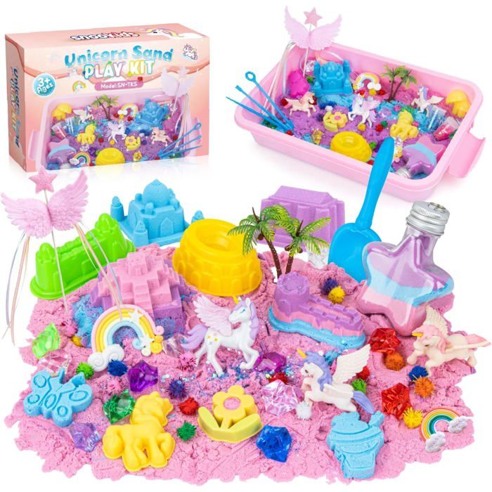 Super Sand Kit Sable Cinétique Tigvio - 1000g Sable Magique, 8 Chariots, 6 Moules - Bac De Super Sand Kit Sable Cinétique Tigvio - 1000g Sable Magique, 8 Chariots, 6 Moules - Bac De