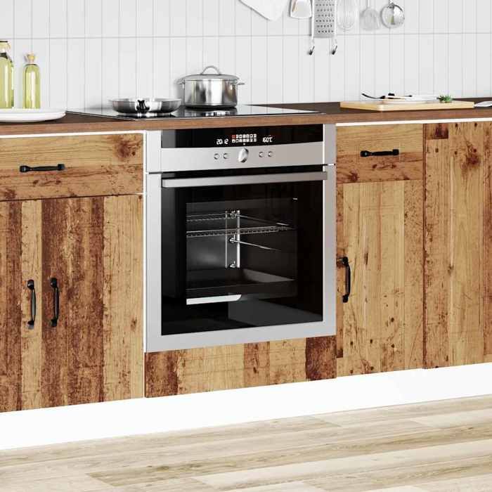 Promo 2026Armoire à four(1 pcs) Armoire de cuisine/Vitrine/Placard - SOLOMON - meuble de cuisine - Kalmar vieux bois bois dingéni