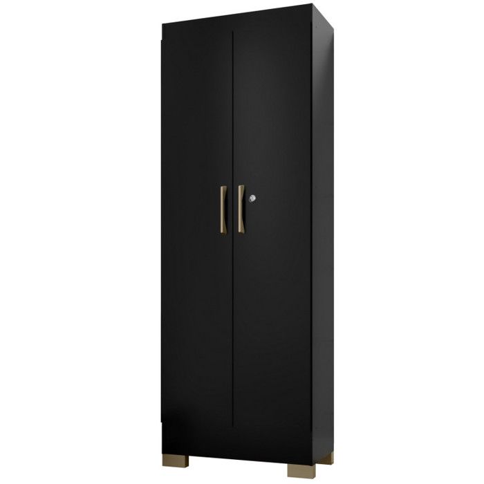Armoire Multifonctions 2 portes 5 Niches Noire L 63 H 180 P 35 cm - L 63 x l 35 x H 180 cm Armoire Multifonctions 2 portes 5 Niches Noire L 63 H 180 P 35 cm - L 63 x l 35 x H 180 cm