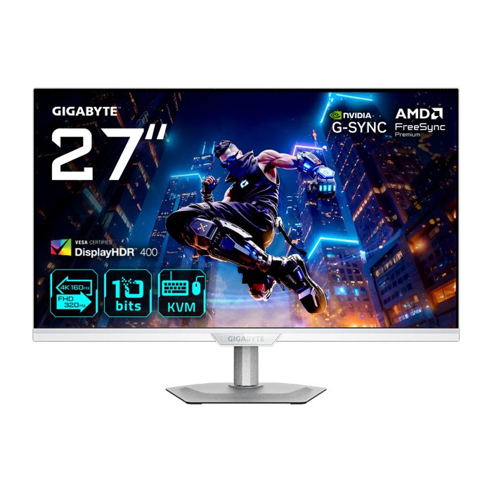 Moniteur de jeu - GIGABYTE - M27UP ICE - 27 4K UHD - Mode double 4K@160Hz/FHD@320Hz - DisplayHDR400 HDMI 2.1