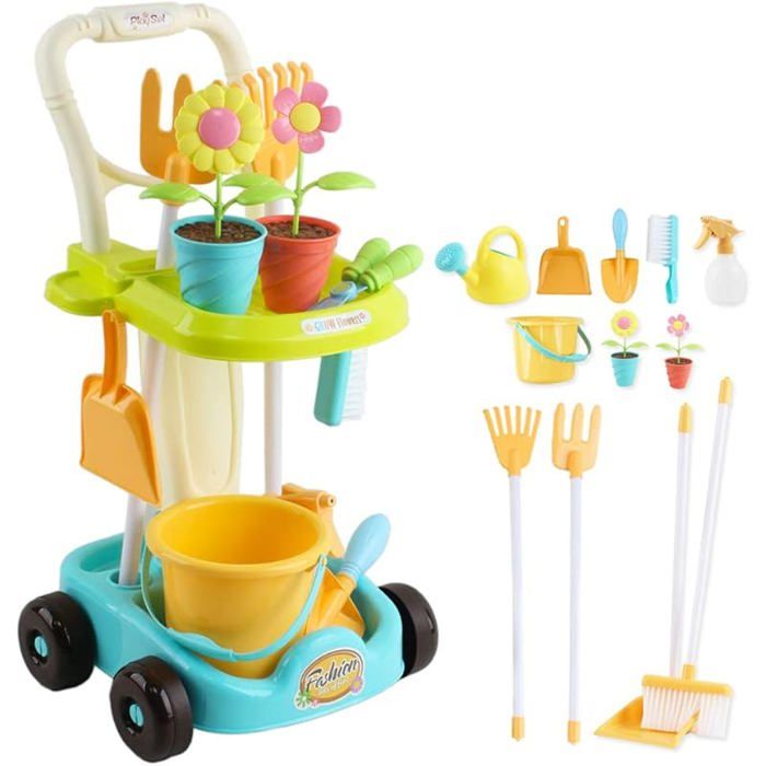 Kit Jardinage Enfant Funsland 3-6 Ans - 8 Outils (pelle, Fourche, Arrosoir, Gants, Tablier) – Cadeau éducatif Nature