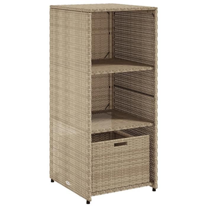 Beige Armoire de rangement de jardin - Pour terrasse - Coffre de Stockage - beige 50x55x115cm résine tressée LH9712120