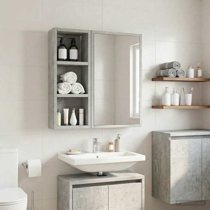 vidaXL Armoire murale de salle de bain Gris Béton 20 x 10 x 50 cm 889282